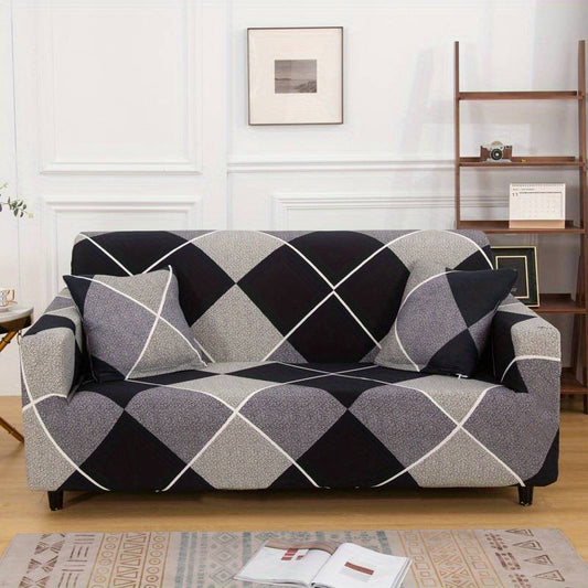 KrsnaDecor Exclusive Stretchable Sofa Cover - Checkerplaid Blue