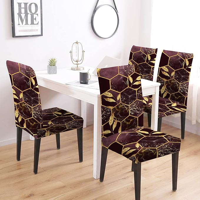Golden Hexagon Dining Chair Covers