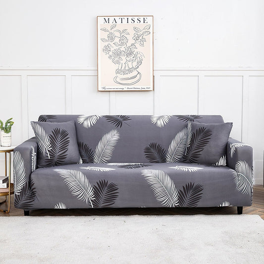 KrsnaDecor Exclusive Stretchable Sofa Cover - Charcoal Fern