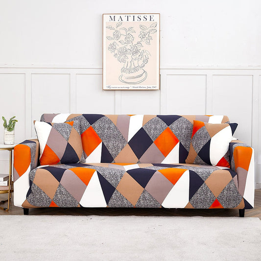 KrsnaDecor Exclusive Stretchable Sofa Cover - Prism Orange